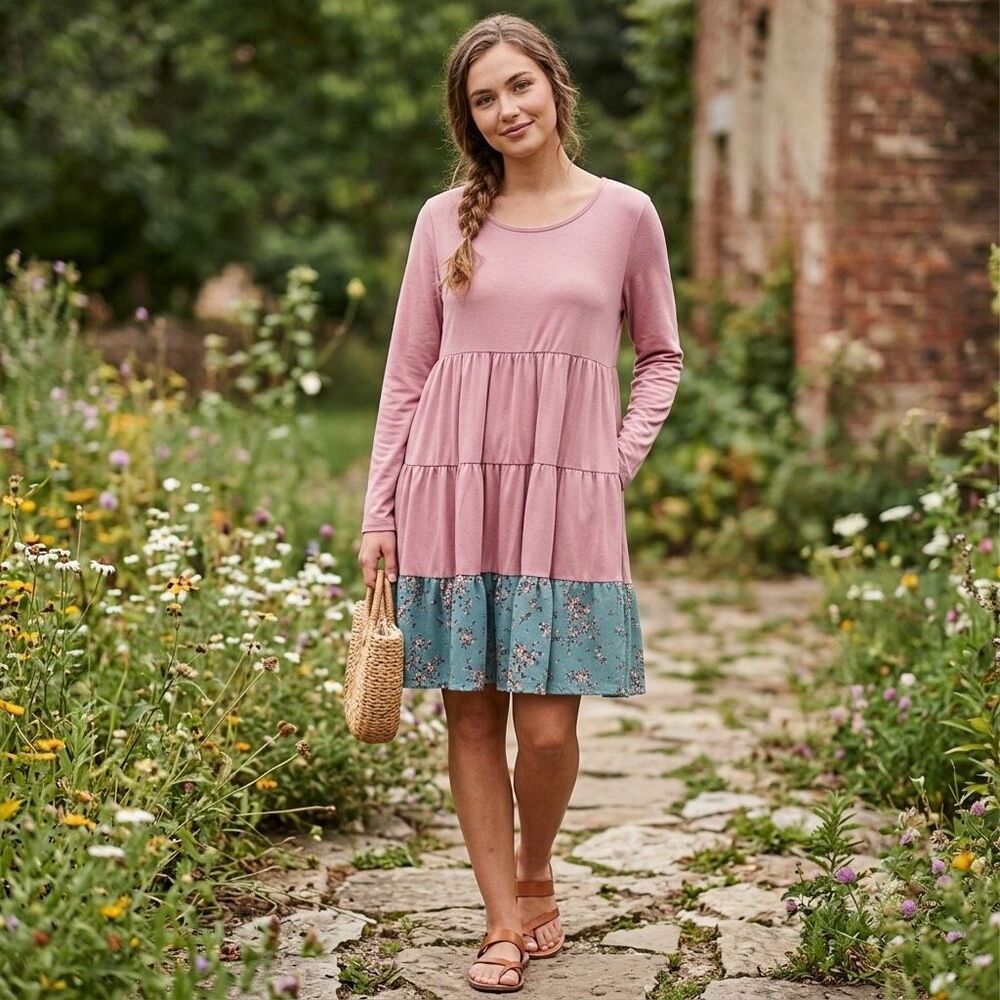 Red Lolly size L boho festival tiered dress.
